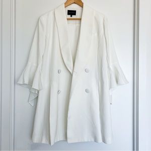 Handmade White Ruffled Sleeve Blazer Jacket Dress